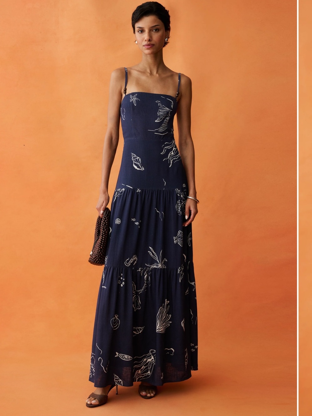 NWT Anaya Few Moda Zali Dropped Waist Maxi Dress. Linen/Visose Blend. Size 6